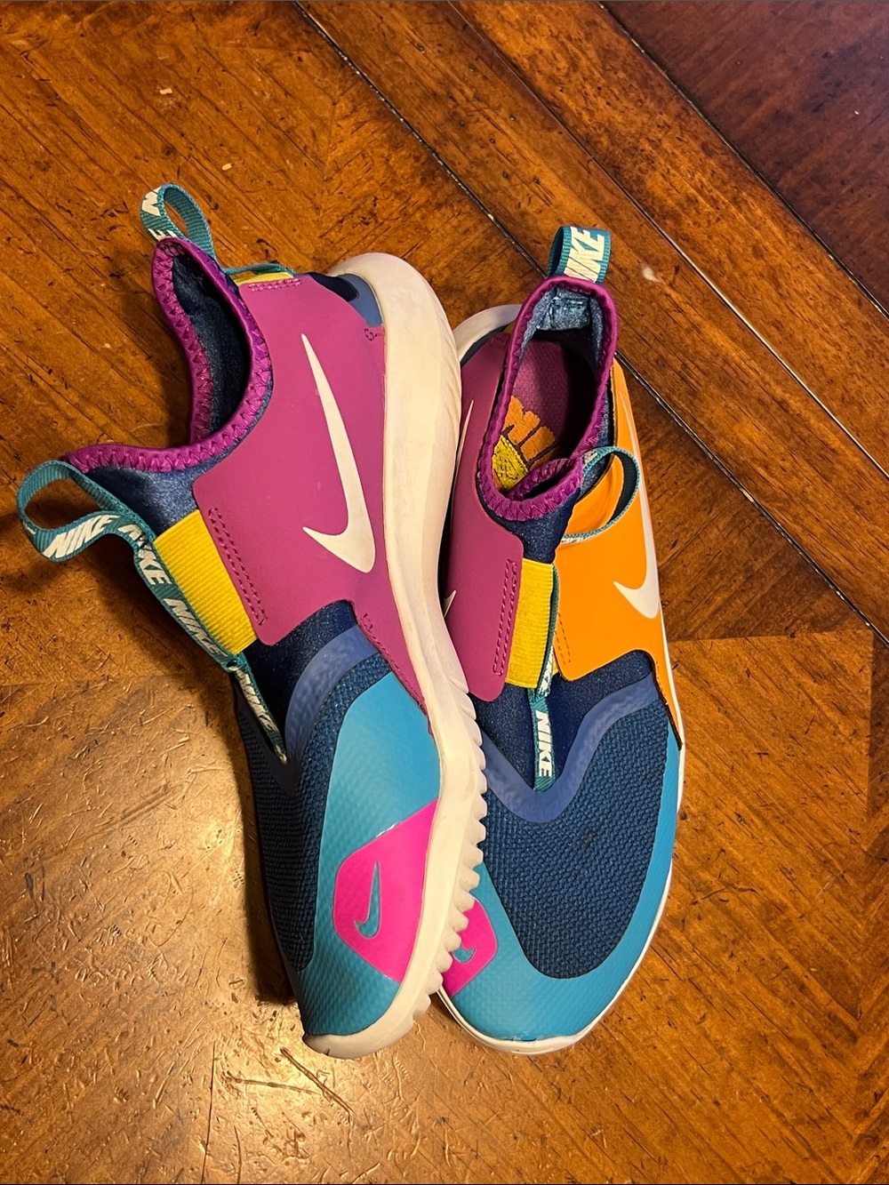 Nike Kids Slip-On Sneakers in Teal, Pink, Orange - Picture 7 of 9